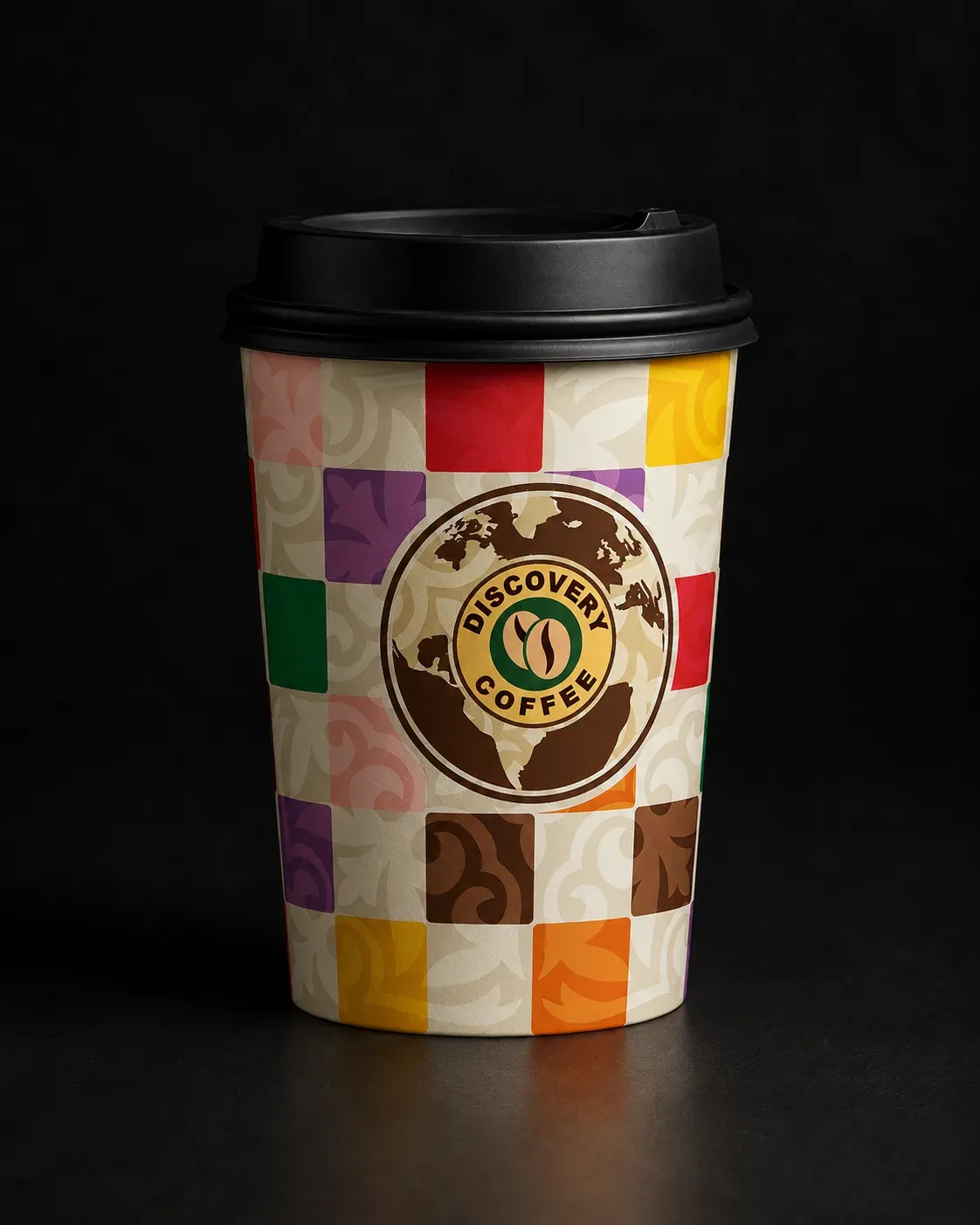 Бумажный стакан Discovery Coffee с цветным паттерном